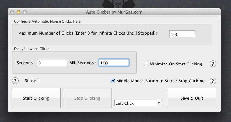 Auto Clicker running on Mac Lion