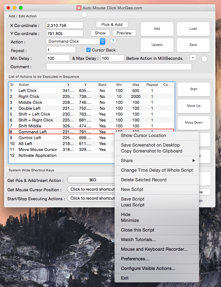 Screenshot of Mac Auto Mouse Click Software Utility