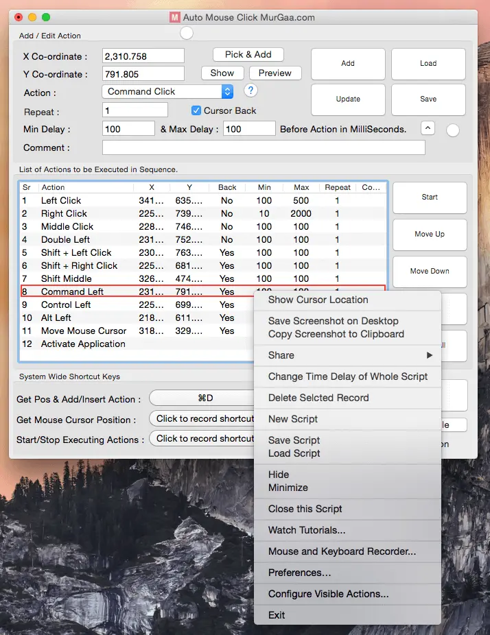 Screenshot of Scriptable Macintosh Auto Clicker