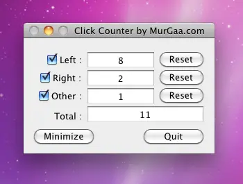 Screenshot of Mac Mouse Click Counter Utility