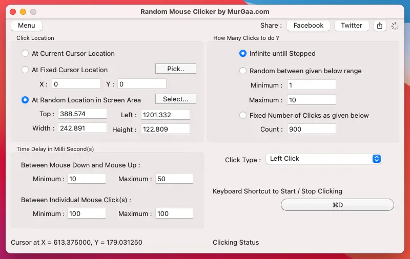 Simple yet Advanced Mac Random Mouse Clicker Utility