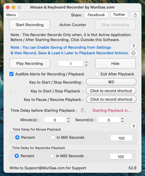 Screenshot of Mouse and Keyboard Actions Recorder Software for Mac